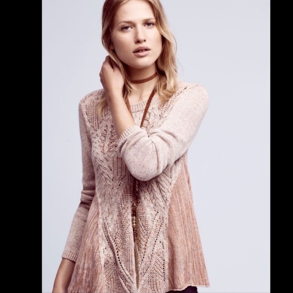 Anthropologie Moth Anita Rose Tan Swing Sweater